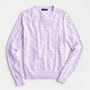 J.crew point sur pointelle crewneck sweater in lilac color. Size S, like new